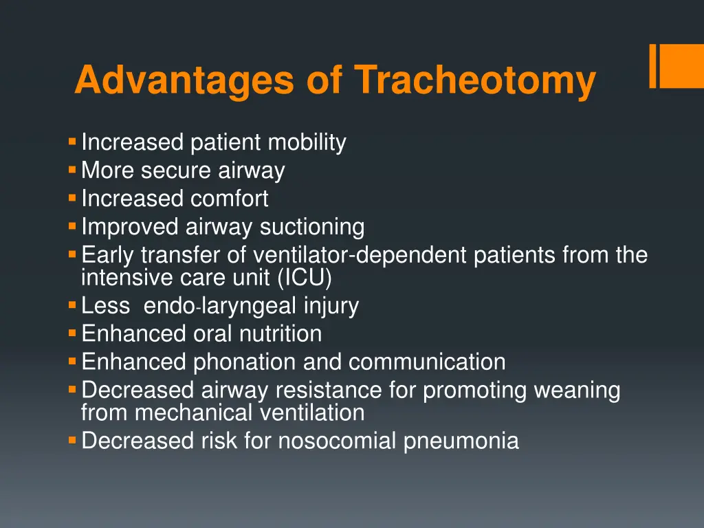 advantages of tracheotomy
