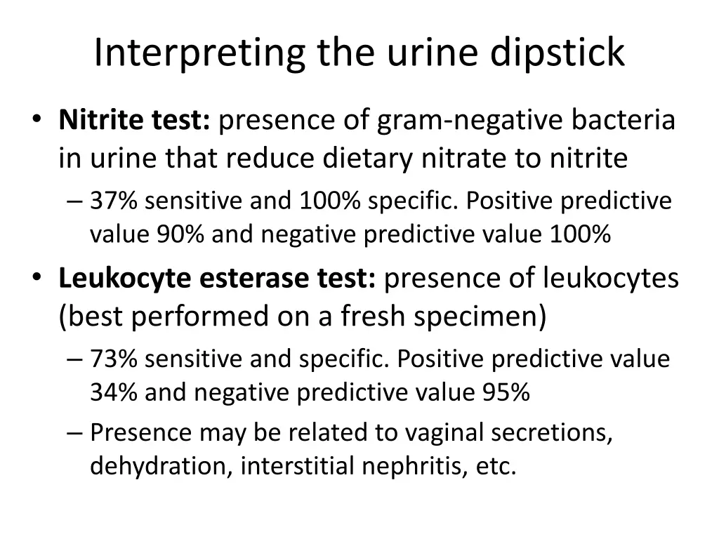 interpreting the urine dipstick