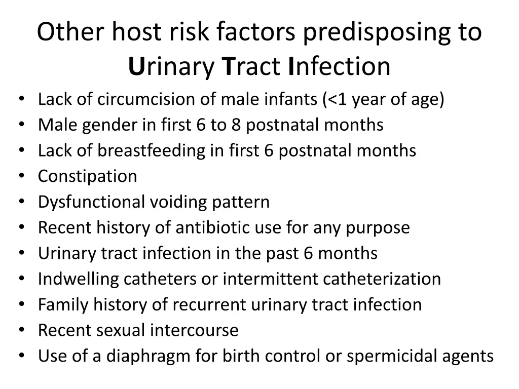 other host risk factors predisposing to u rinary
