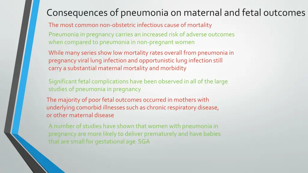 consequences of pneumonia on maternal and fetal