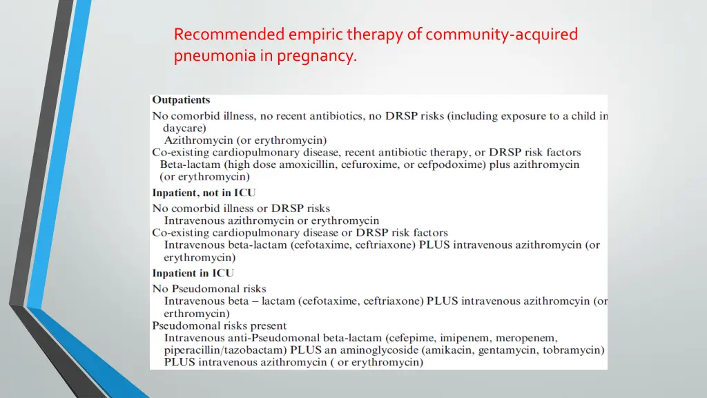 recommended empiric therapy of community acquired