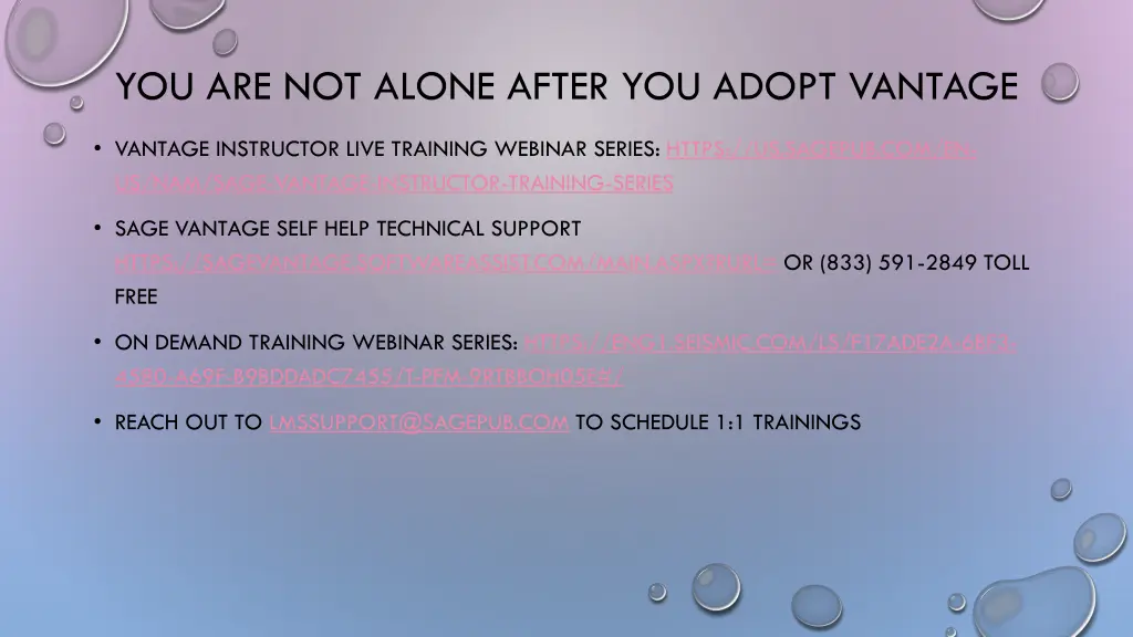 you are not alone after you adopt vantage
