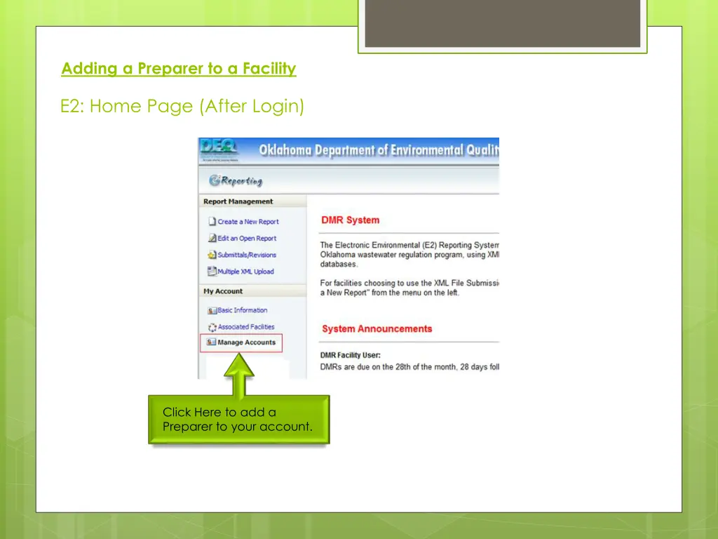 adding a preparer to a facility 1