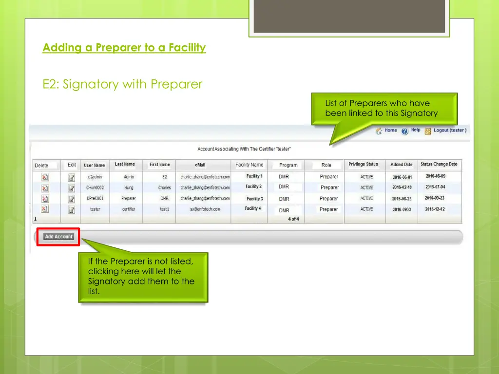 adding a preparer to a facility 2