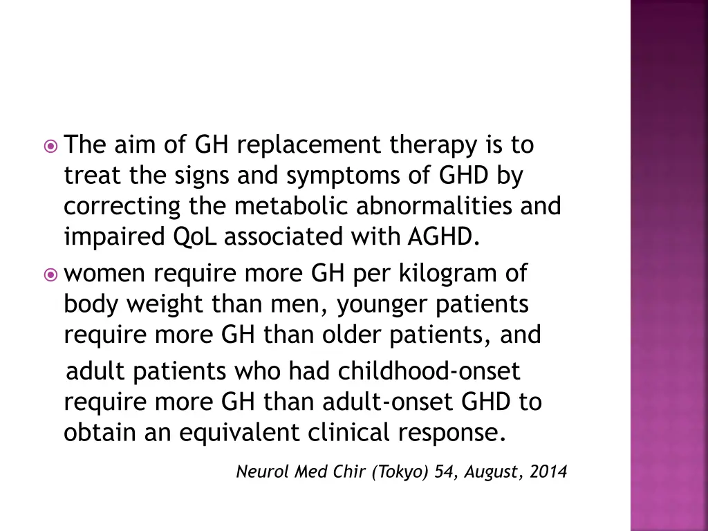 the aim of gh replacement therapy is to treat