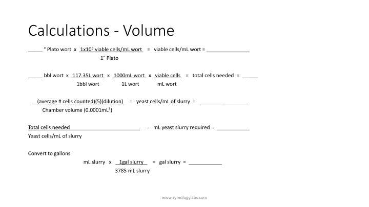 calculations volume