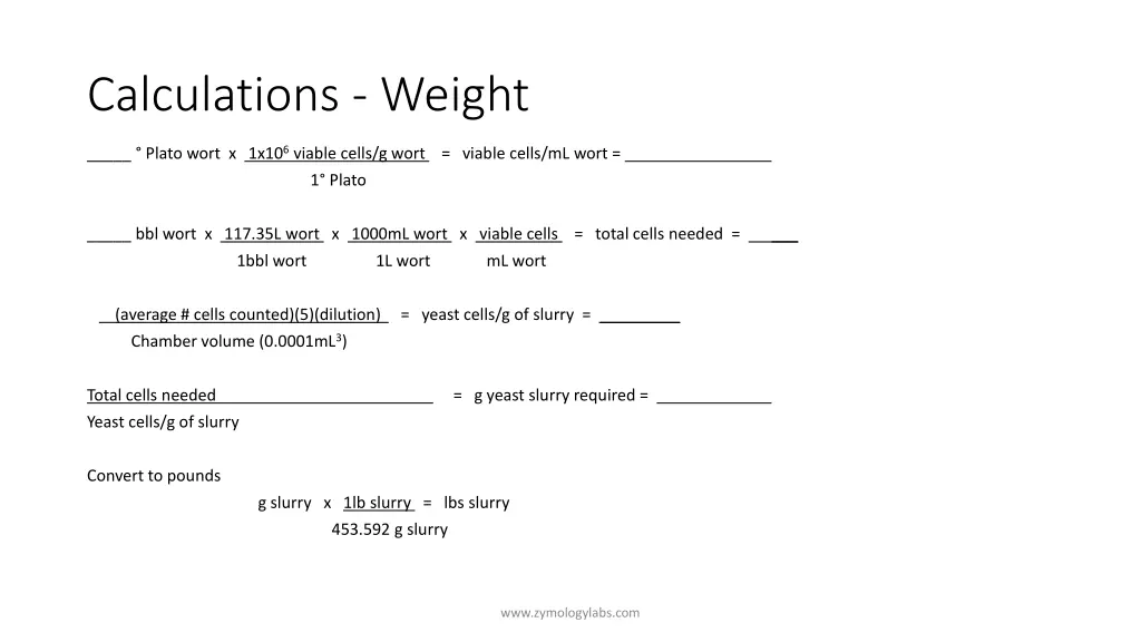 calculations weight