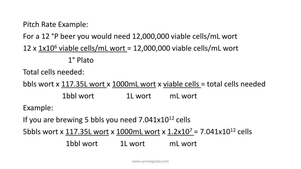 pitch rate example for a 12 p beer you would need