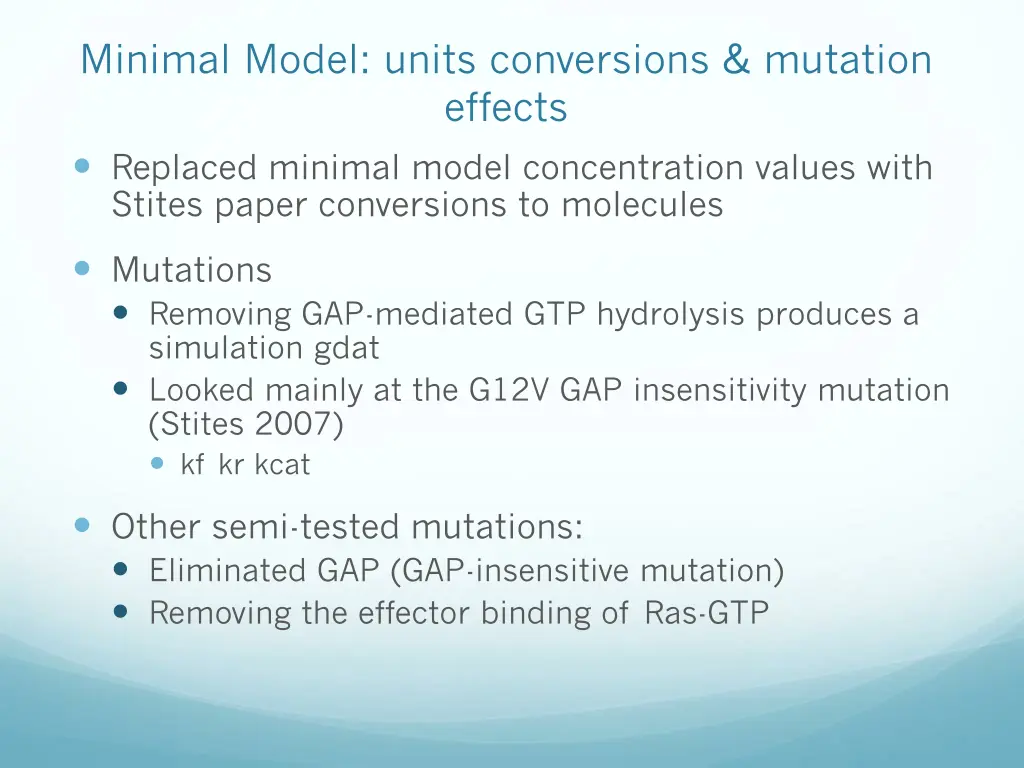minimal model units conversions mutation effects