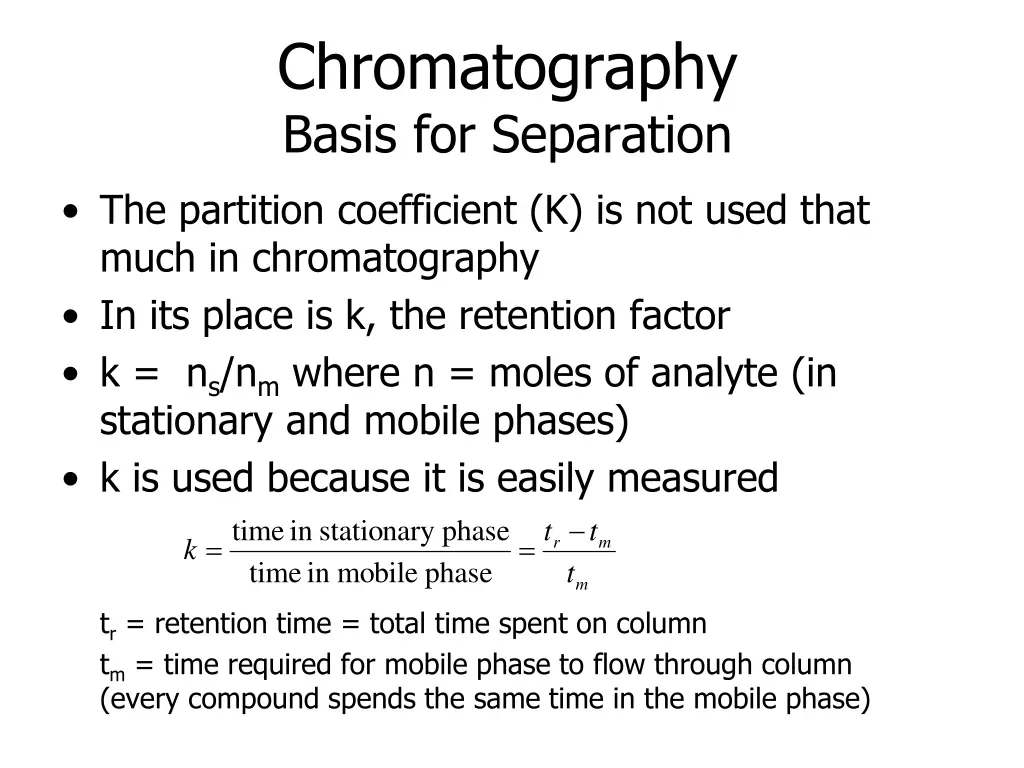 chromatography basis for separation