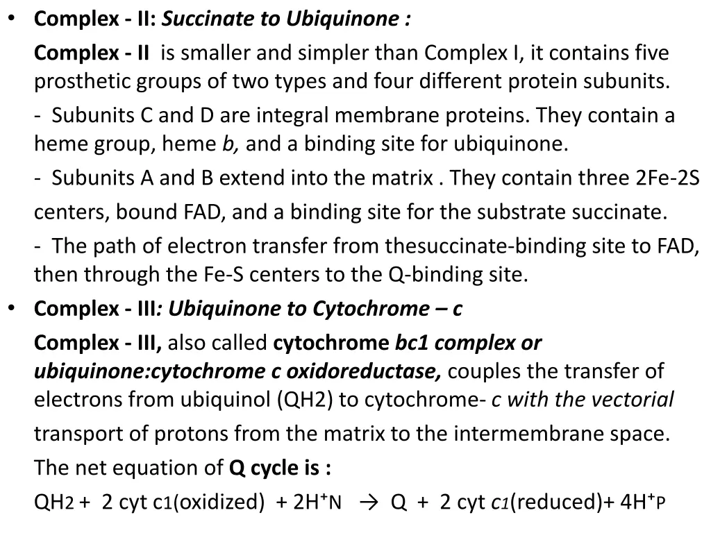 complex ii succinate to ubiquinone complex
