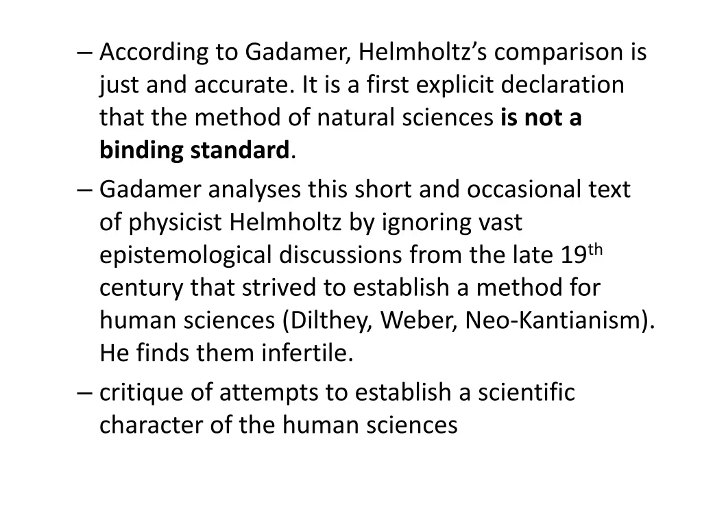 according to gadamer helmholtz s comparison