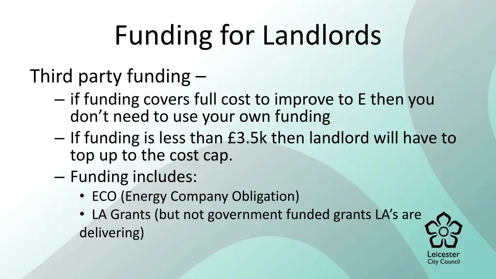 funding for landlords
