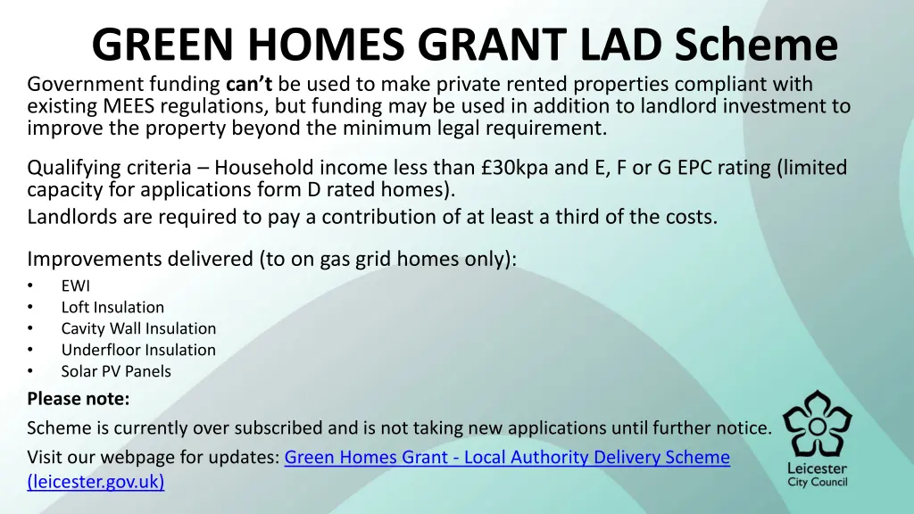 green homes grant lad scheme government funding