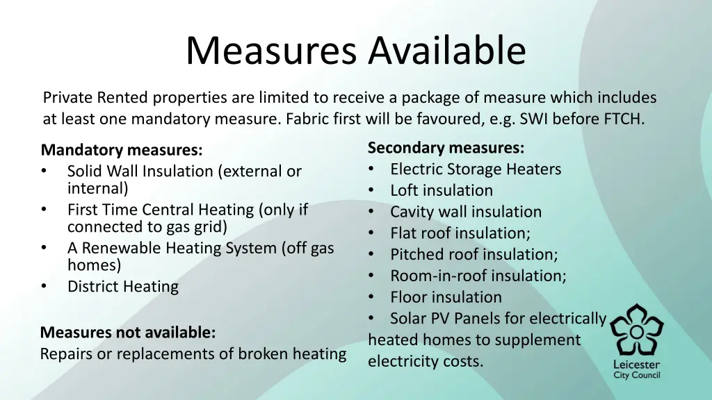measures available