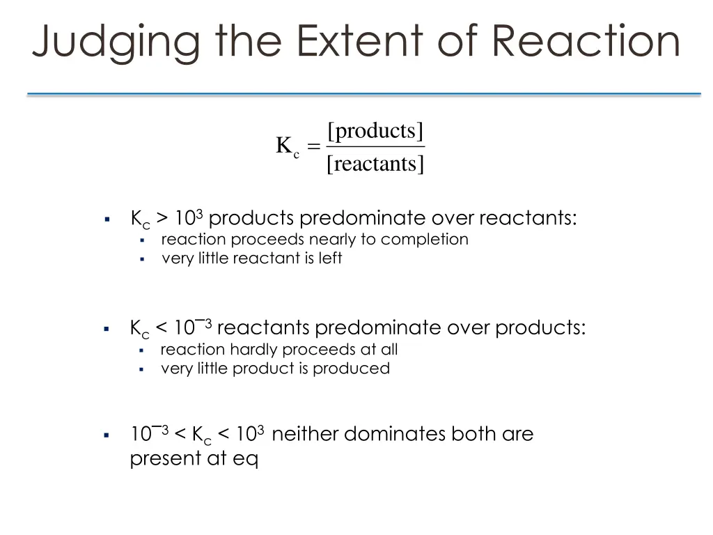 judging the extent of reaction