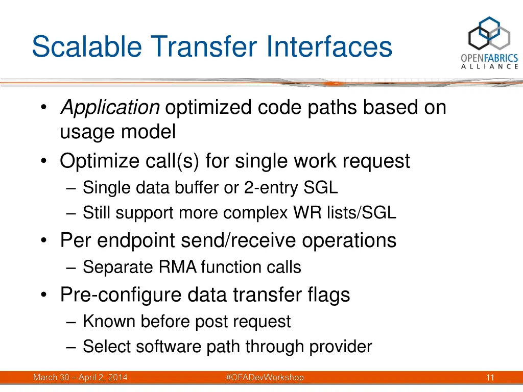 scalable transfer interfaces