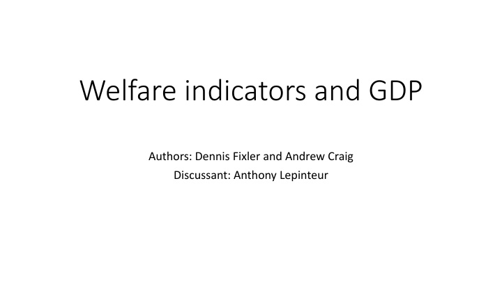 welfare indicators and gdp