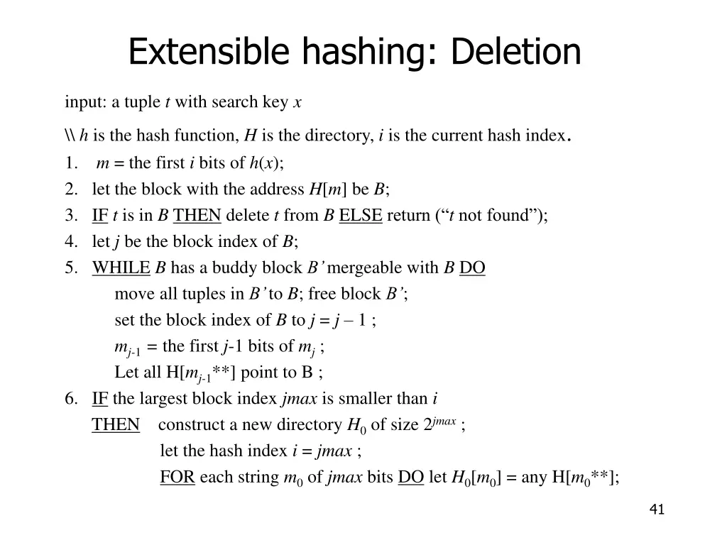 extensible hashing deletion 2