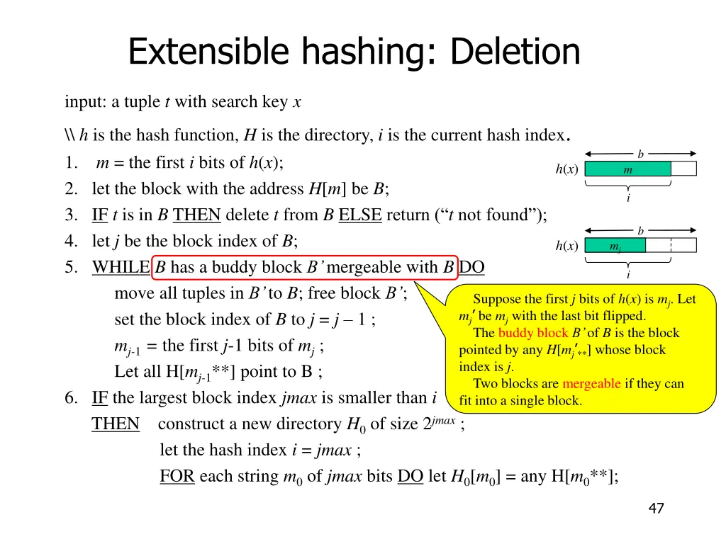 extensible hashing deletion 8