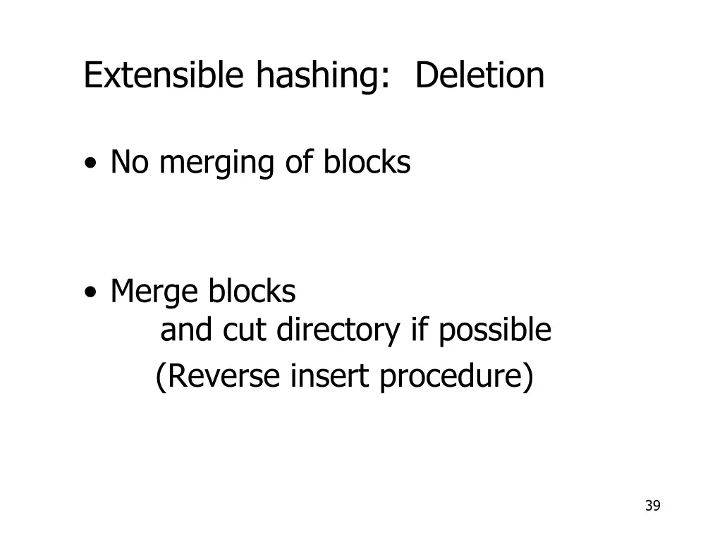 extensible hashing deletion