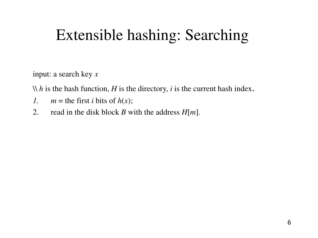 extensible hashing searching