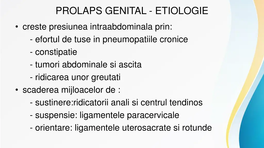 prolaps genital etiologie