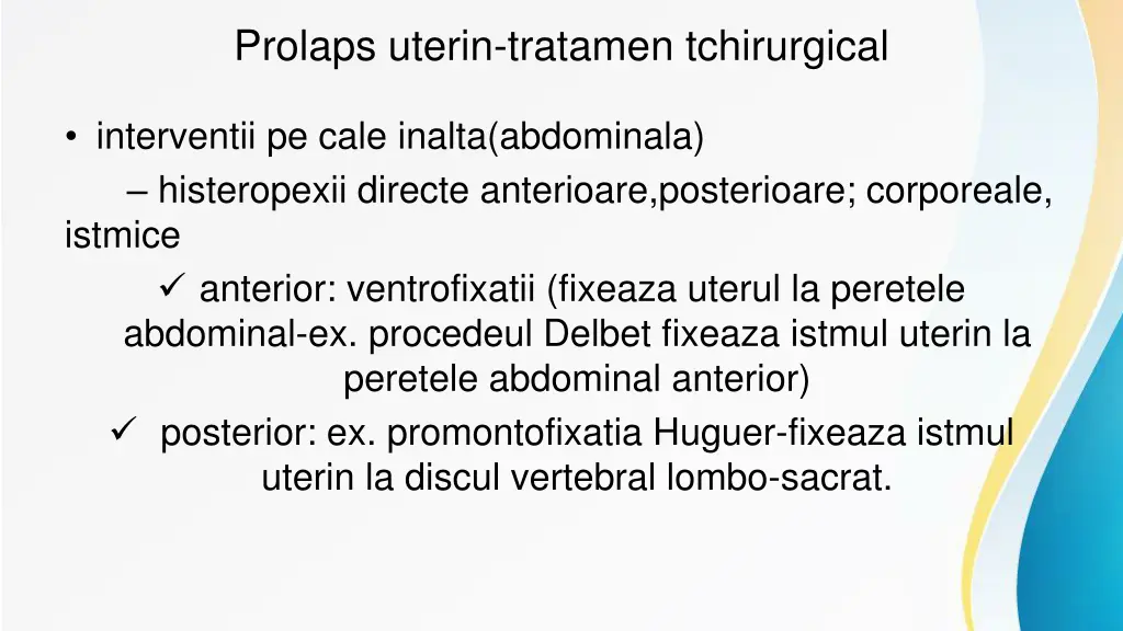 prolaps uterin tratamen tchirurgical