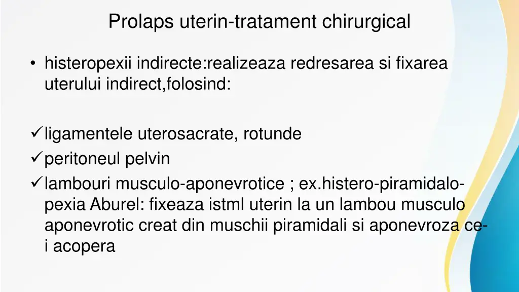 prolaps uterin tratament chirurgical