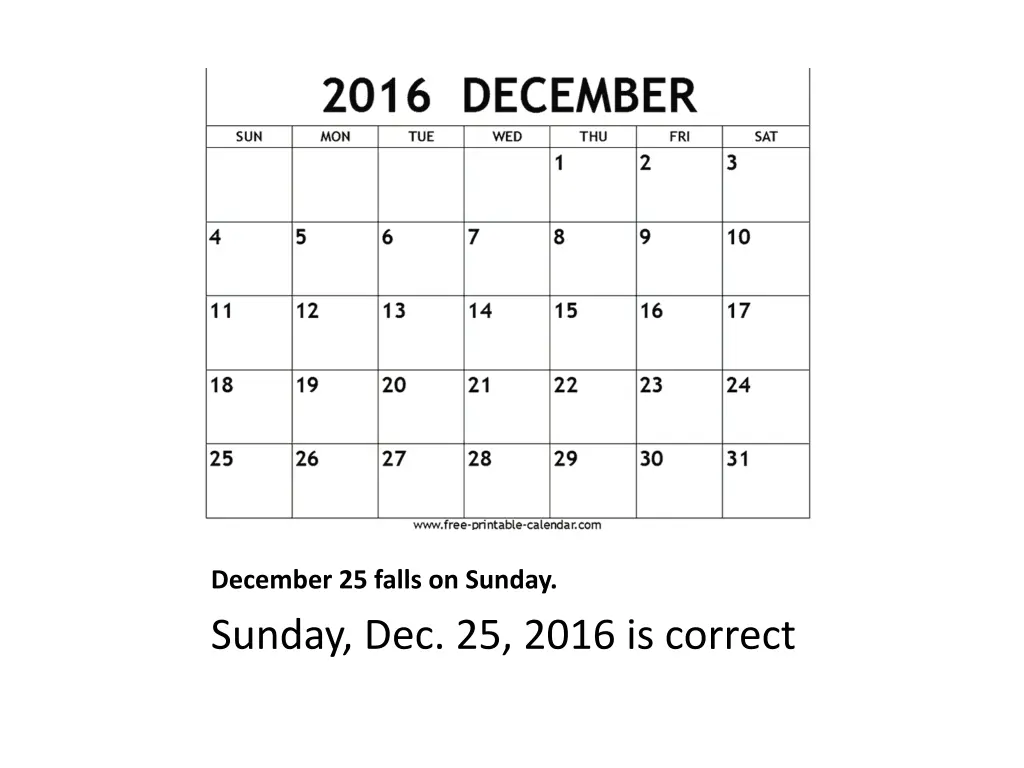 december 25 falls on sunday sunday dec 25 2016
