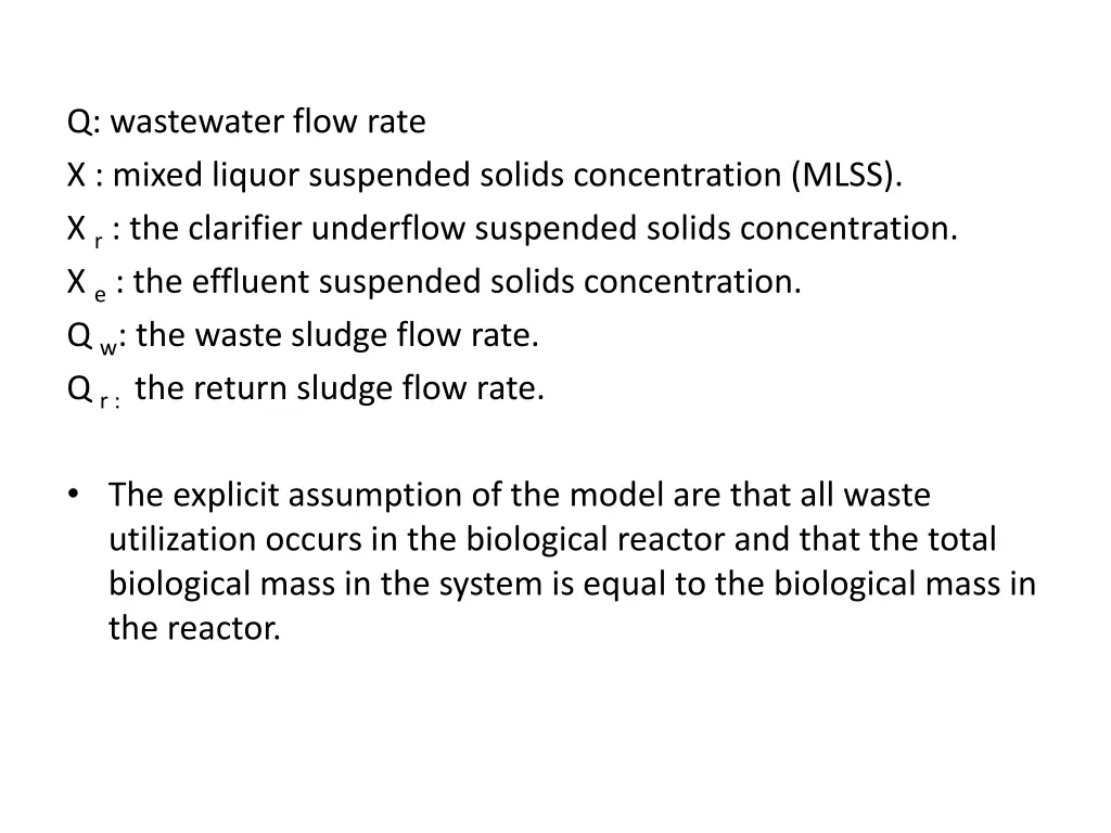 q wastewater flow rate x mixed liquor suspended