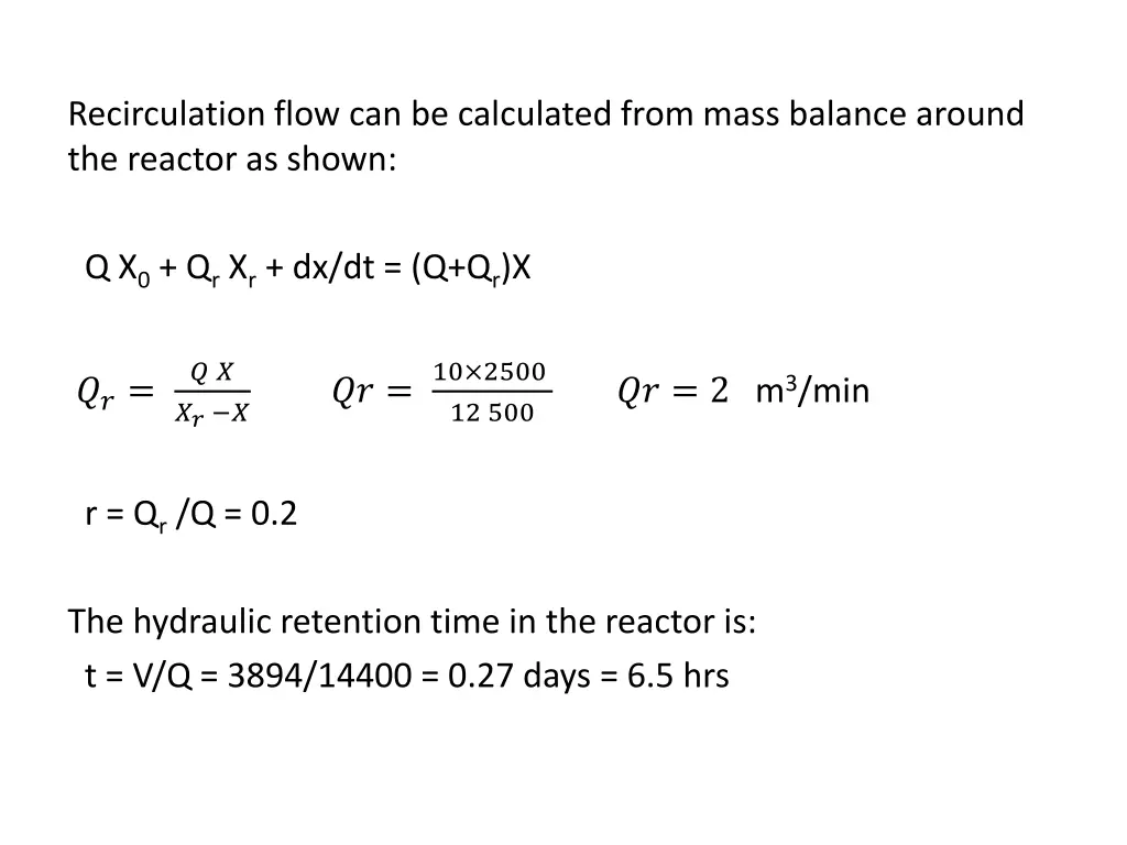 recirculation flow can be calculated from mass