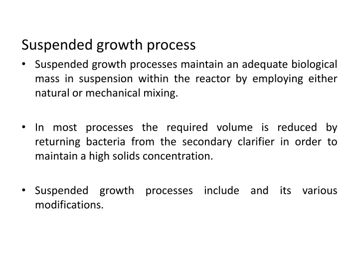 suspended growth process suspended growth