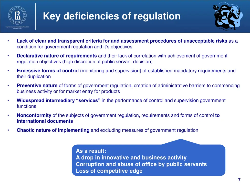 key deficiencies of regulation