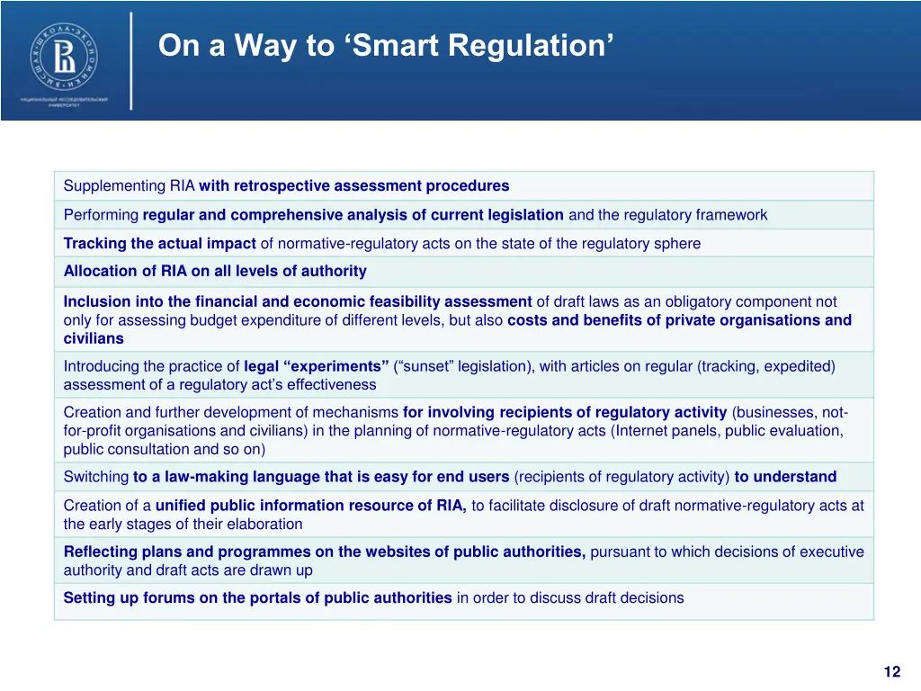 on a way to smart regulation