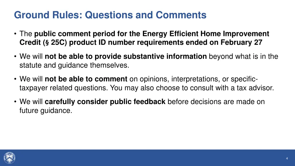 ground rules questions and comments