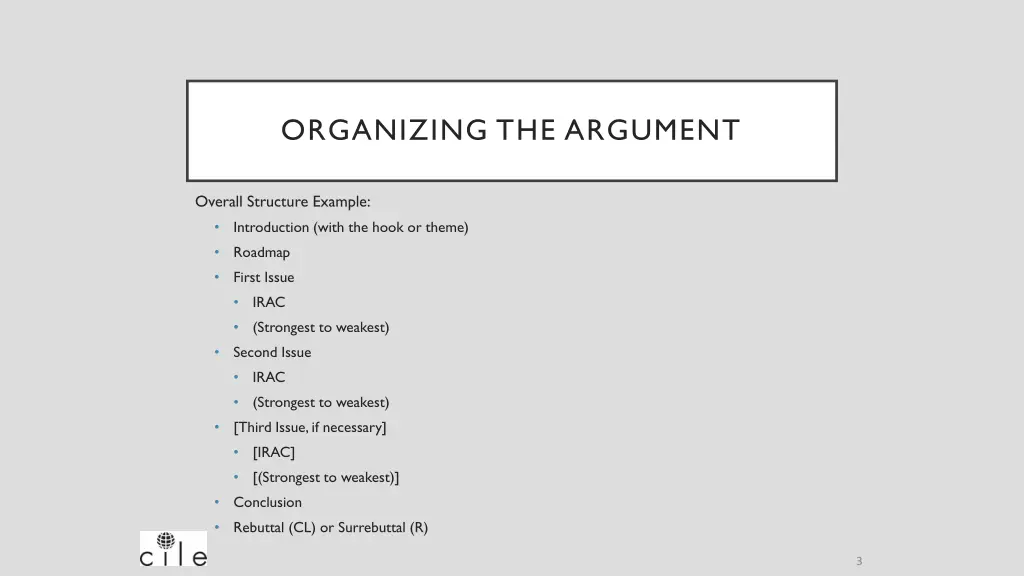 organizing the argument 1