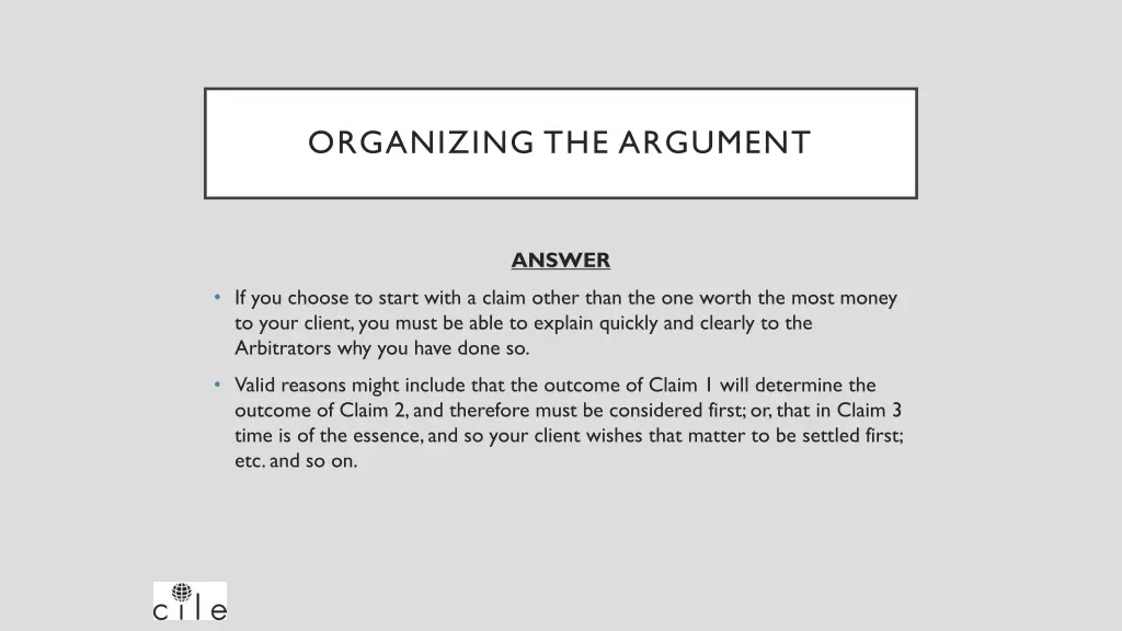 organizing the argument 3