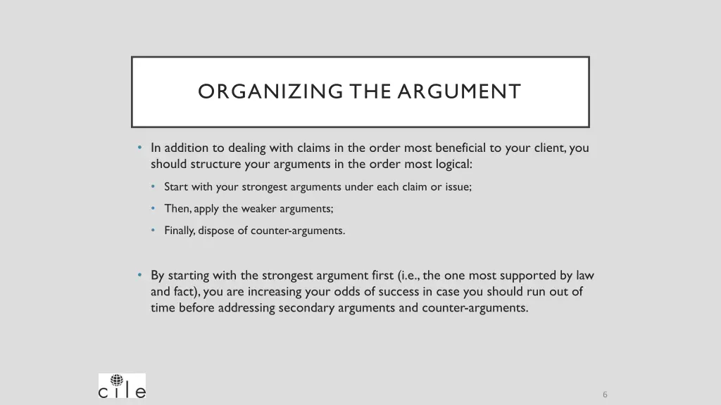 organizing the argument 4