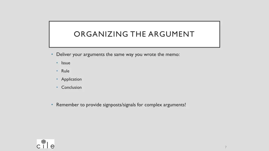 organizing the argument 5