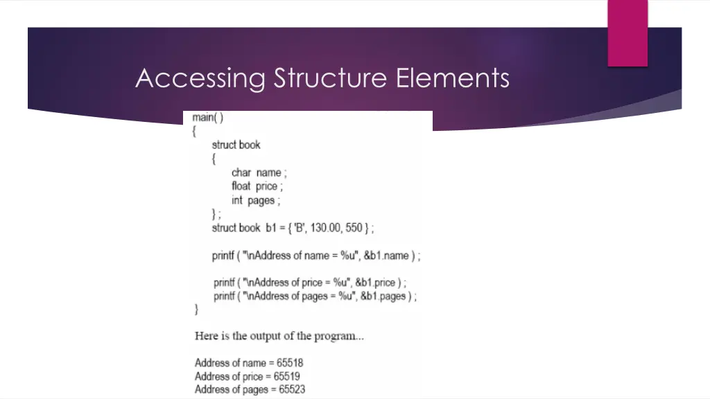 accessing structure elements