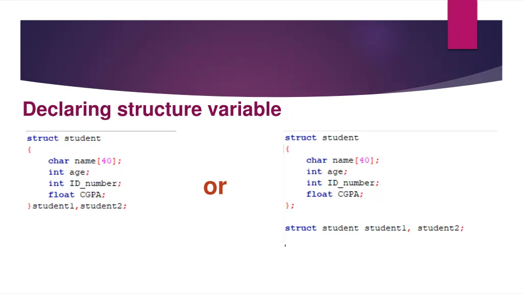 declaring structure variable
