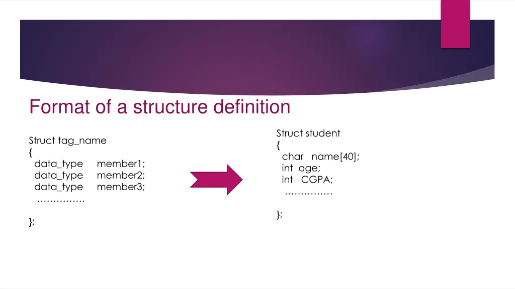 format of a structure definition