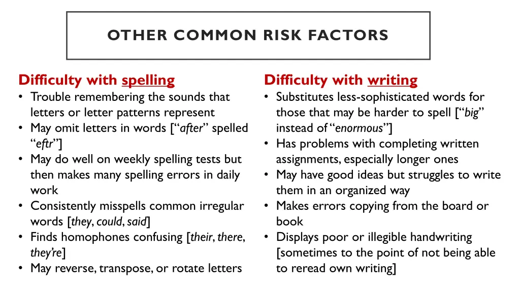 other common risk factors