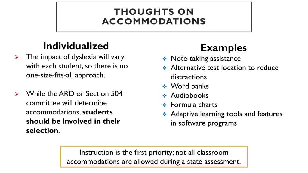 thoughts on accommodations