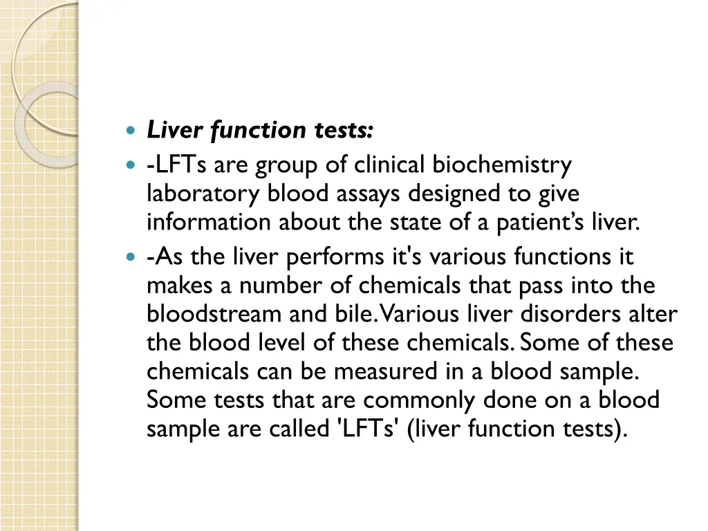 liver function tests lfts are group of clinical