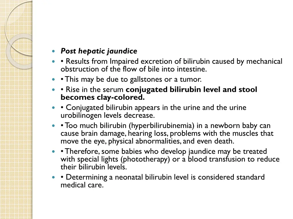 post hepatic jaundice results from impaired