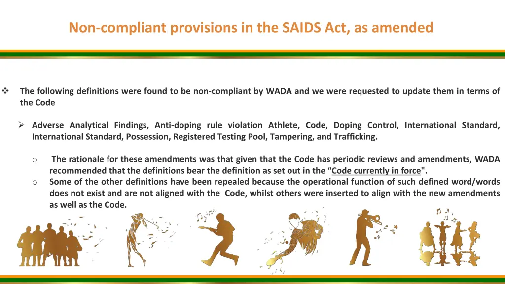 non compliant provisions in the saids