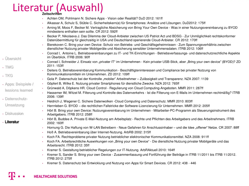 literatur auswahl zeitschriften achten