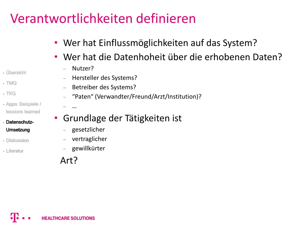 verantwortlichkeiten definieren